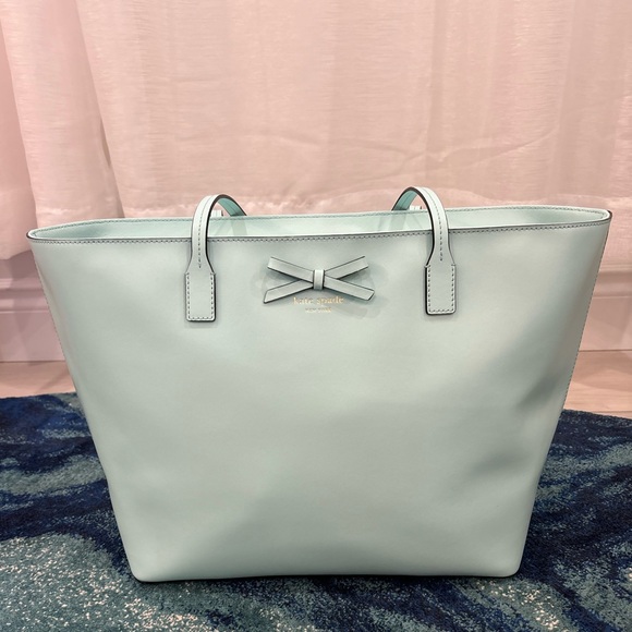 Sky Blue Mint Large Leather Purse with Bow - Kate Spade - Picture 1 of 7